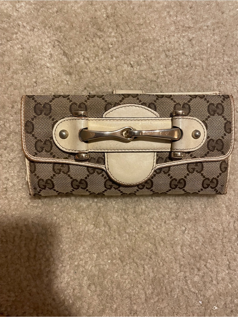 Gucci GG Canvas Horsebit Long Wallet Cream Brown Flap Wallet - Picture 9 of 11